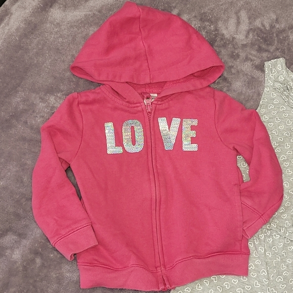 Girls Carter's One Piece Heart Print Romper (NWT) & Bonus LOVE Zip Hoodie Sz 24M - Picture 2 of 9